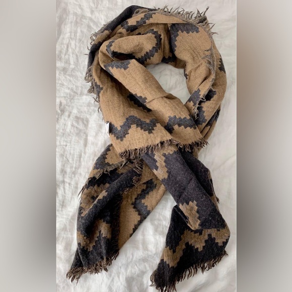 NEW Aritzia Wilfred Diamond Mosaic Reversible Wool Scarf in Peniche wBorder NWOT - Picture 4 of 12